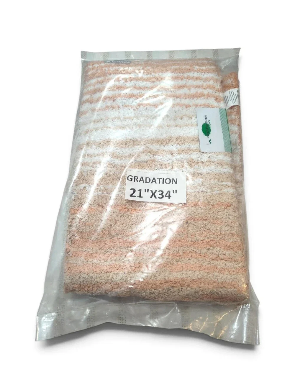 🆕 Home Weavers Coral Striped Bath Rug Mat - Plush Non-Slip 34x21 Orange White
